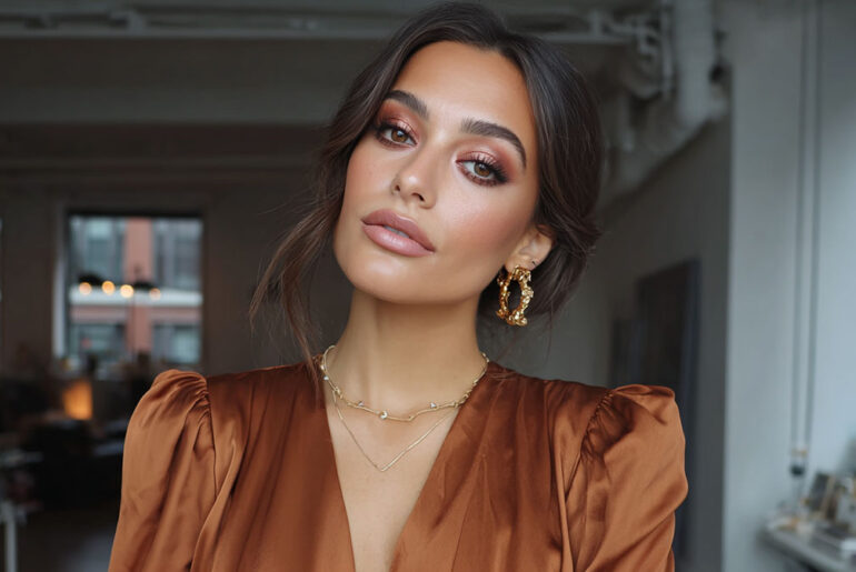 makeup looks for brown dress