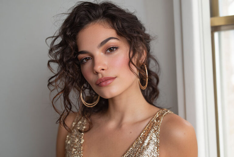 makeup looks for gold dress